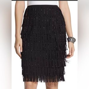 Chico’s Black Label Beaded Fringe Skirt